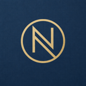 Nova Tierra emblem in gold and navy